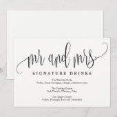 結婚式のシグネチャードリンクサイン - Lovely Calligraphy 招待状 (正面/裏面)