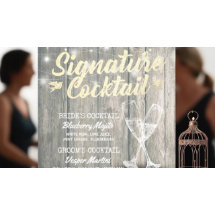 結婚式のシグネチャードリンク メニュー 看板 木製 チャンパスグラス