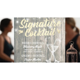 結婚式のシグネチャードリンク メニュー 看板 木製 チャンパスグラス ポスター