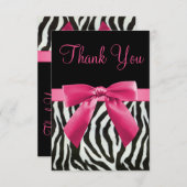 結婚式のシマウマのストライプな及びピンクの印刷された弓は感謝していしています サンキューカード (正面/裏面)