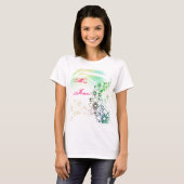 結婚式のシャワーパーティーの花のアートのカスタム名 Tシャツ (正面フル)