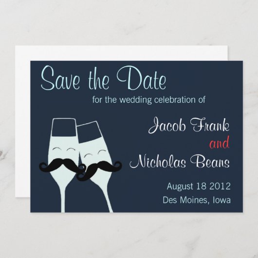 結婚式のシャンペンのトーストの保存日付 セーブザデート (正面/裏面)