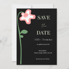 結婚式のシングルフラワー ダーク セーブ・ザ・デートカード セーブザデート
