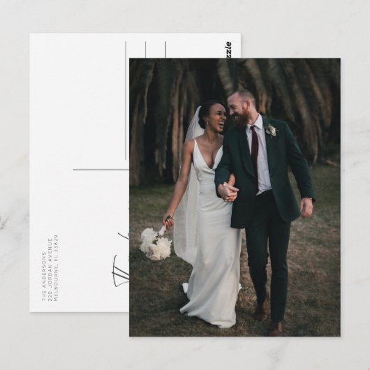 結婚式のシンプルな写真お礼ポストカード ポストカード (正面/裏面)