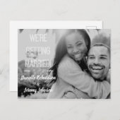 結婚式のシンプルな写真付きエンゲージメントカード 案内ポストカード (正面/裏面)