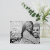 結婚式のシンプルな写真付きエンゲージメントカード 案内ポストカード (スタンド正面)