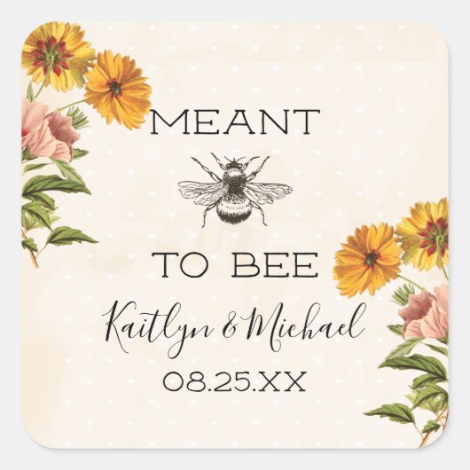 結婚式のシールとしてデザインされたモノグラム スクエアシール (正面)