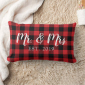 結婚式のスクリプト枕 Mr. and Mrs. ランバークッション (ブランケット)