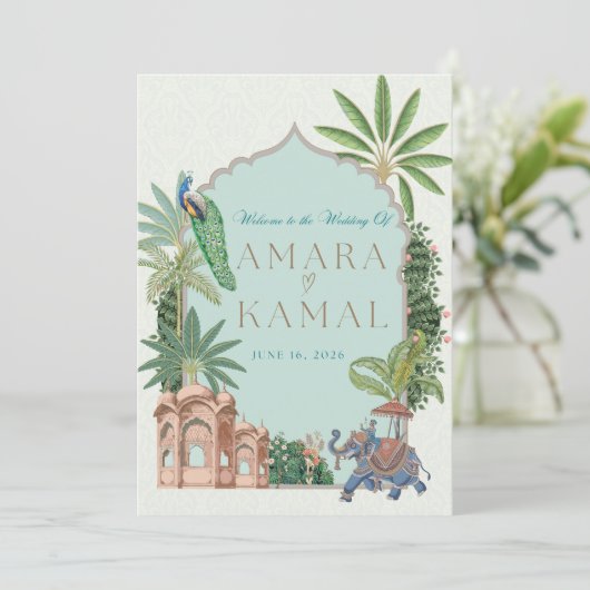 結婚式のスケジュールカード 招待状 (スタンド正面)