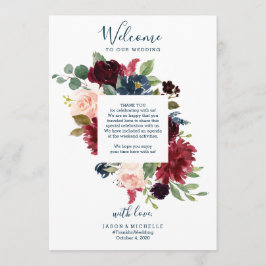 結婚式のスケジュール ホテル歓迎の手紙 - バーガンディ 招待状