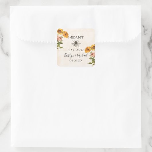 結婚式のステッカーとしてデザインされたモノグラム スクエアシール (バッグ)