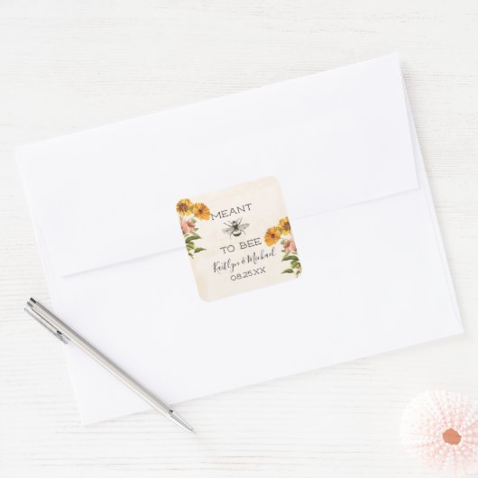 結婚式のステッカーとしてデザインされたモノグラム スクエアシール (封筒)