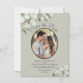 結婚式のセイヴ・ザ・デート・フォト＆グリーンネイチャー マグネット招待状 (正面)