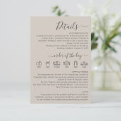 結婚式のソフトベージュのディテール エンクロージャーカード (スタンド正面)