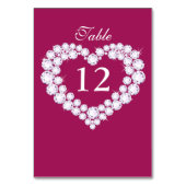 結婚式のダイヤモンドのハートのピンクのテーブル数 テーブルナンバー (裏面)