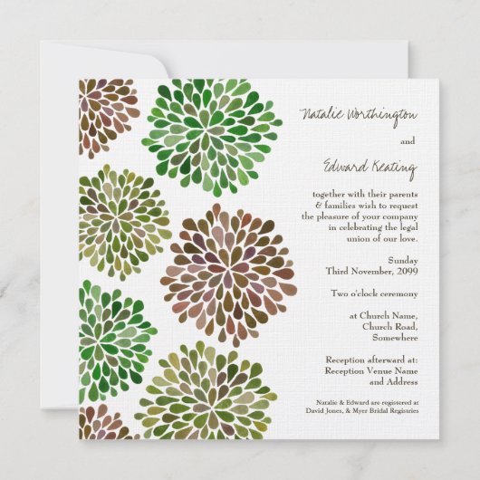 結婚式のダリアは顧客用招待状開きます 招待状 (裏面)