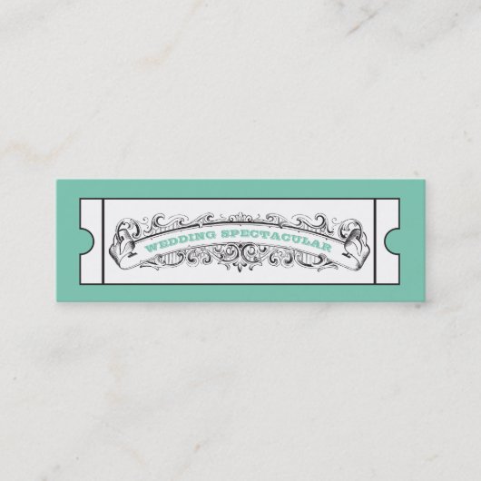結婚式のチケット-ミント スキニー名刺 (正面)