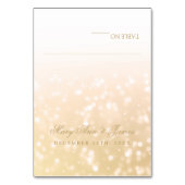 結婚式のテントのプレイスカードの金ゴールドの《写真》ぼけ味の輝きライト テーブルナンバー (正面)