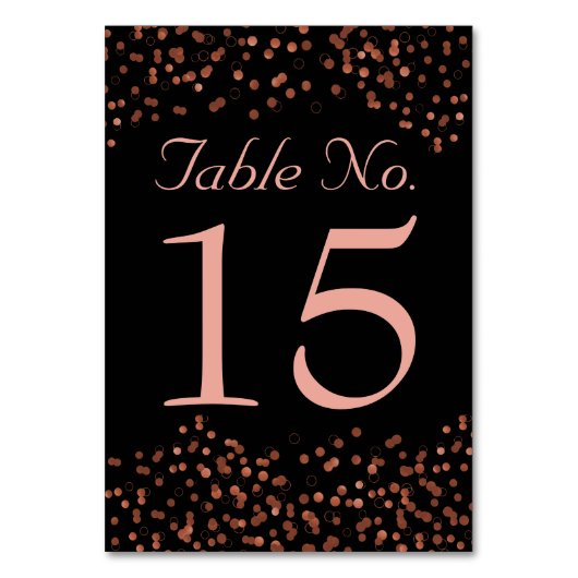 結婚式のテーブルの第|ばら色の金ゴールドの紙吹雪の点 テーブルナンバー (裏面)