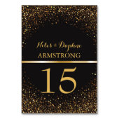 結婚式のテーブルの第|黒くエレガントな金ゴールドのグリッター テーブルナンバー (裏面)