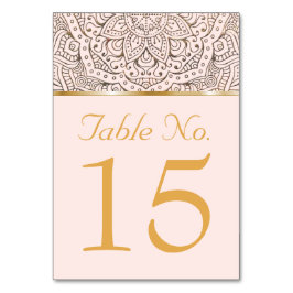 結婚式のテーブルは| Bohoに花の曼荼羅の金ゴールドと番号を付けます テーブルナンバー