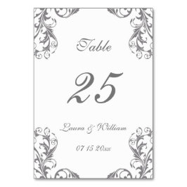 結婚式のテーブル数は|の灰色のダマスク織のデザインを梳きます テーブルナンバー