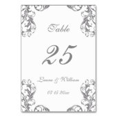 結婚式のテーブル数は|の灰色のダマスク織のデザインを梳きます テーブルナンバー (裏面)