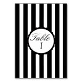 結婚式のテーブル数カードストライプのな白黒 テーブルナンバー (正面)