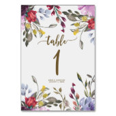 結婚式のテーブル数カードbohoの野生の花 テーブルナンバー (正面)