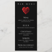 結婚式のディナー&バーメニュー - ハート型の赤いバラ メニュー (裏面)