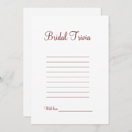 結婚式のトリビア ウェディング ブライダル シャワー ゲーム シーズンカード (正面/裏面)