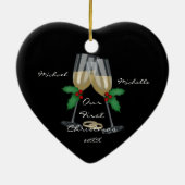 結婚式のトースト私達の初めてのクリスマスのオーナメント セラミックオーナメント (裏面)