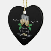 結婚式のトースト私達の初めてのクリスマスのオーナメント セラミックオーナメント (左)