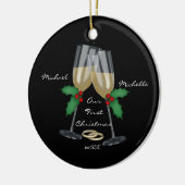 結婚式のトースト私達の初めてのクリスマスのオーナメント セラミックオーナメント (左)