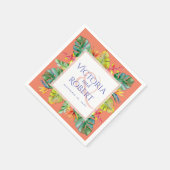 結婚式のナプキン | トロピカル ウォーターカラー フラワーリング スタンダードカクテルナプキン (角)