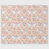 結婚式のハトとハートのブライダルギフトシームレス ラッピングペーパー (フラット)