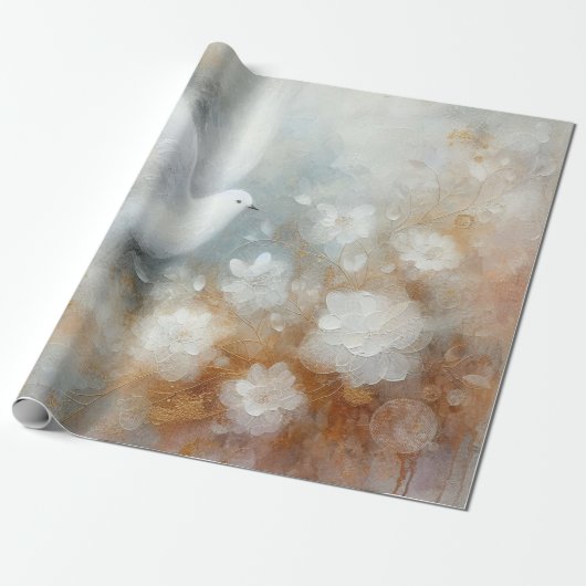 結婚式のハトの包装紙 ラッピングペーパー (アンロールド)