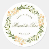 結婚式のハニーポットに添える花輪のデザインをイメージしたシール ラウンドシール (正面)