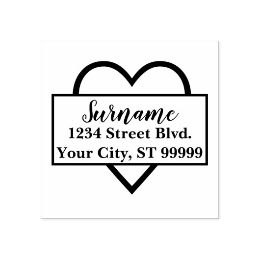 結婚式のハートの差出人住所 ラバースタンプ (インプリント)