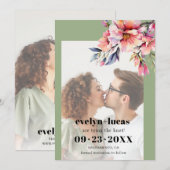 結婚式のバラの花の写真 セーブザデート (正面/裏面)
