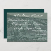 結婚式のバ素朴ーンウエディング招待青 招待状 (正面/裏面)