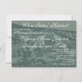 結婚式のバ素朴ーンウエディング招待青 招待状 (正面)