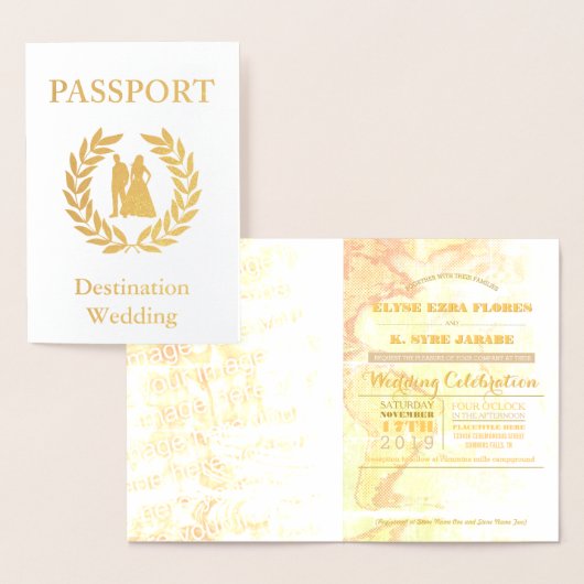 結婚式のパスポート 箔カード (ディスプレー)