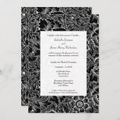 結婚式のビクトリアンなヴィンテージの黒く及び白い招待状 招待状 (正面/裏面)
