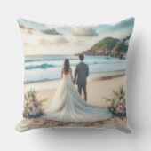 結婚式のビーチカップル アウトドアクッション (正面)
