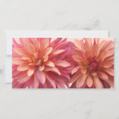 結婚式のピンクとコーラル ダリアの花 サンキューカード (裏面)