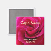 結婚式のピンクのバラの引出物用「Save the Date」マグネット マグネット (正面/裏面)