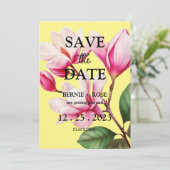 結婚式のピンクの花の保存日 招待状 (スタンド正面)