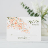 結婚式のピーチブロッサムRSVP 出欠カード (スタンド正面)
