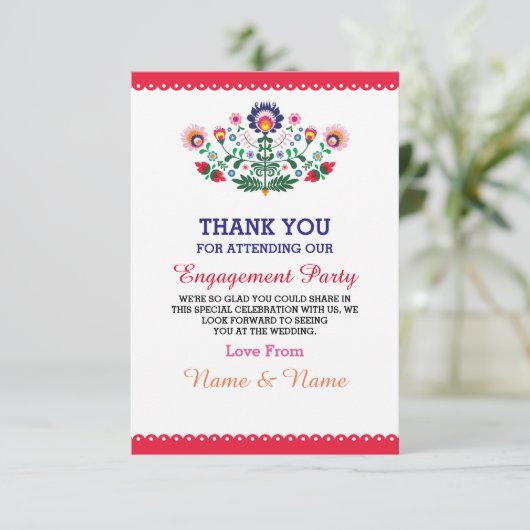 結婚式のフェスタの赤いメキシコカードありがとう サンキューカード (スタンド正面)